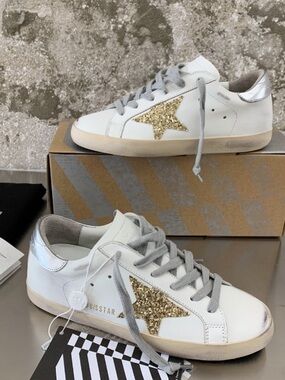 Golden Goose White Glitter Star Sneakers